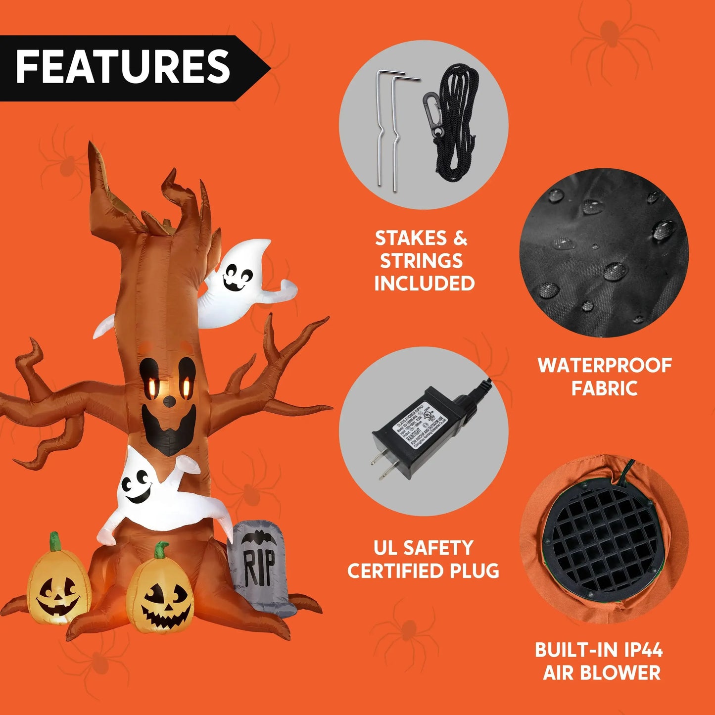 Joyfy Halloween Inflatable Scary Tree With Ghost Decorations