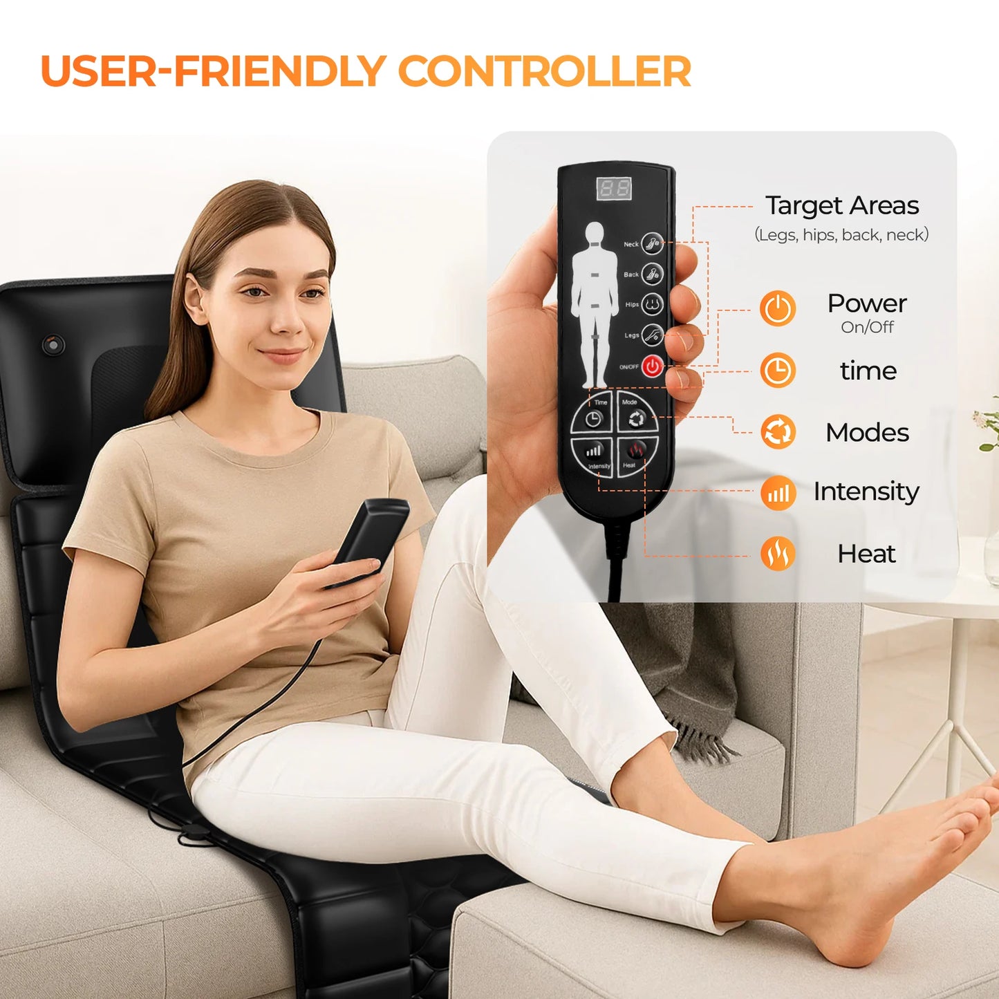 HIMOUTA Shiatsu Massage Mat With Heat and 9 Intensity Levels