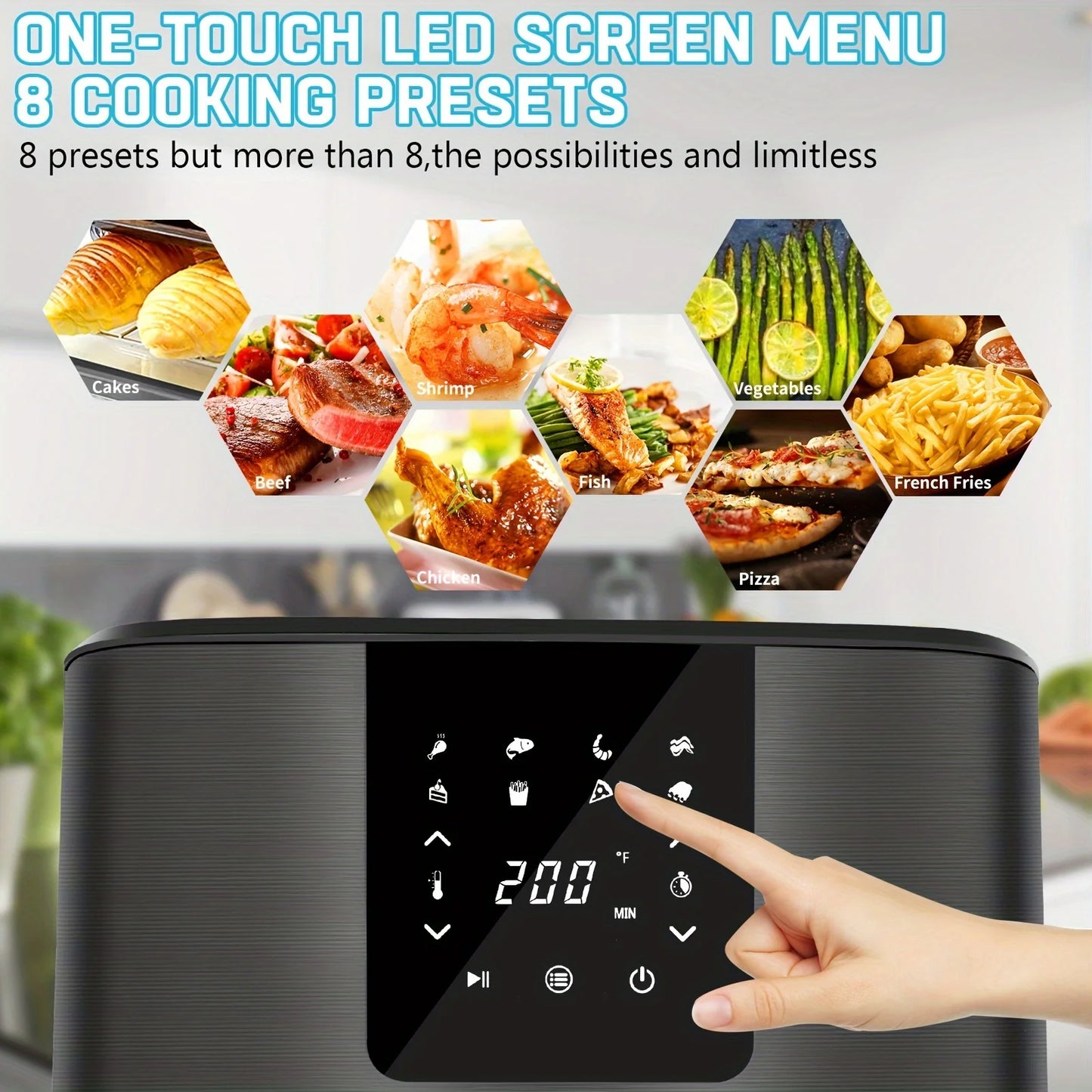 KitCook Air Fryer With Digital Touch Screen And Eight Presets
