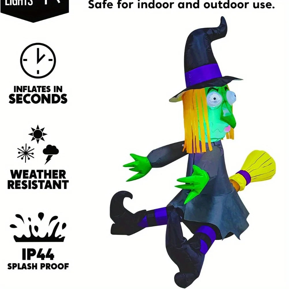 Halloween Inflatable Witch Decoration With Built In Led Outdoor Lights