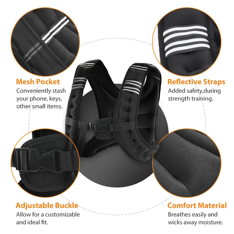 Weight Vest With Reflective Stripe For Workout And Training