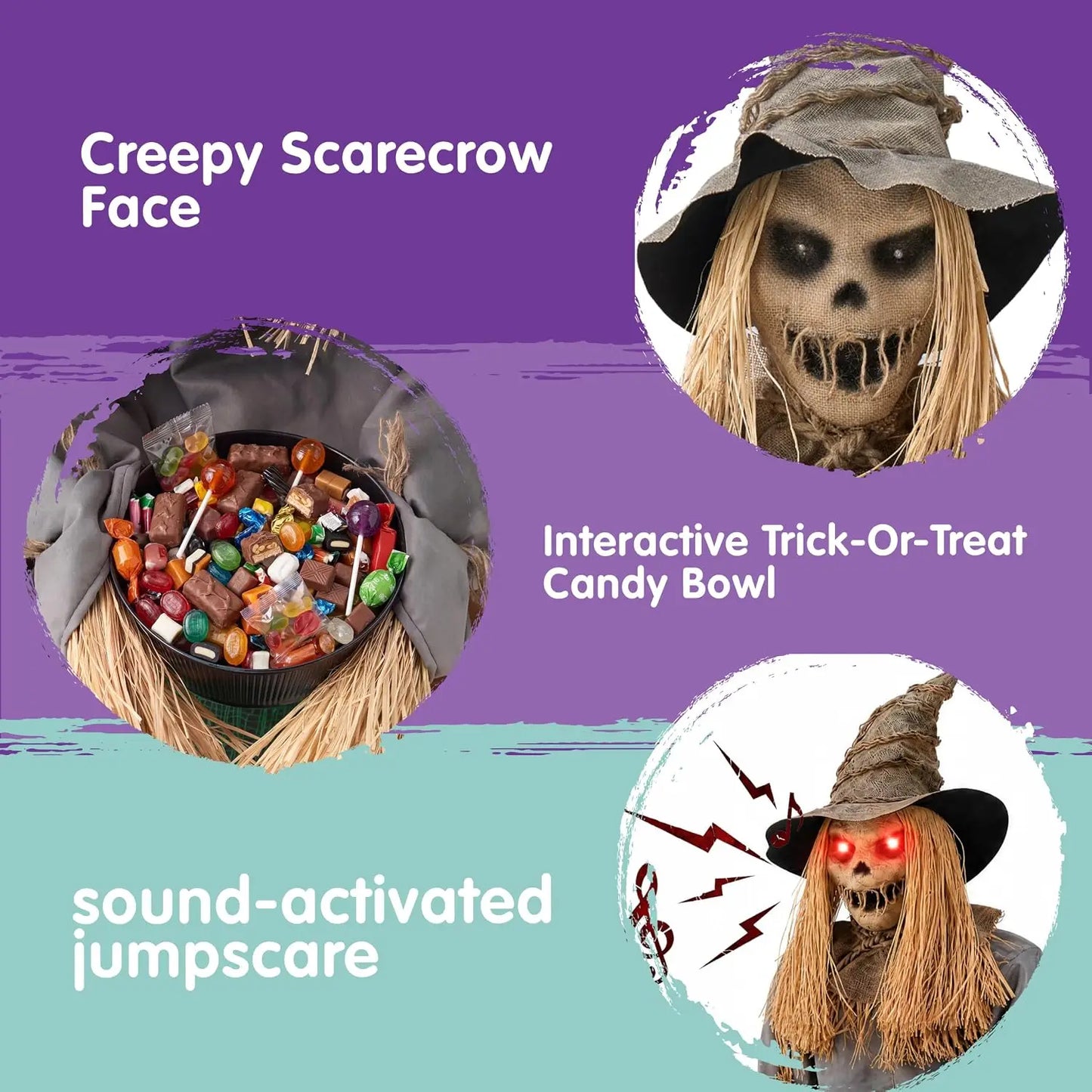 Joyfy Animatronic Scarecrow Featuring Sound And Led Eyes For Halloween