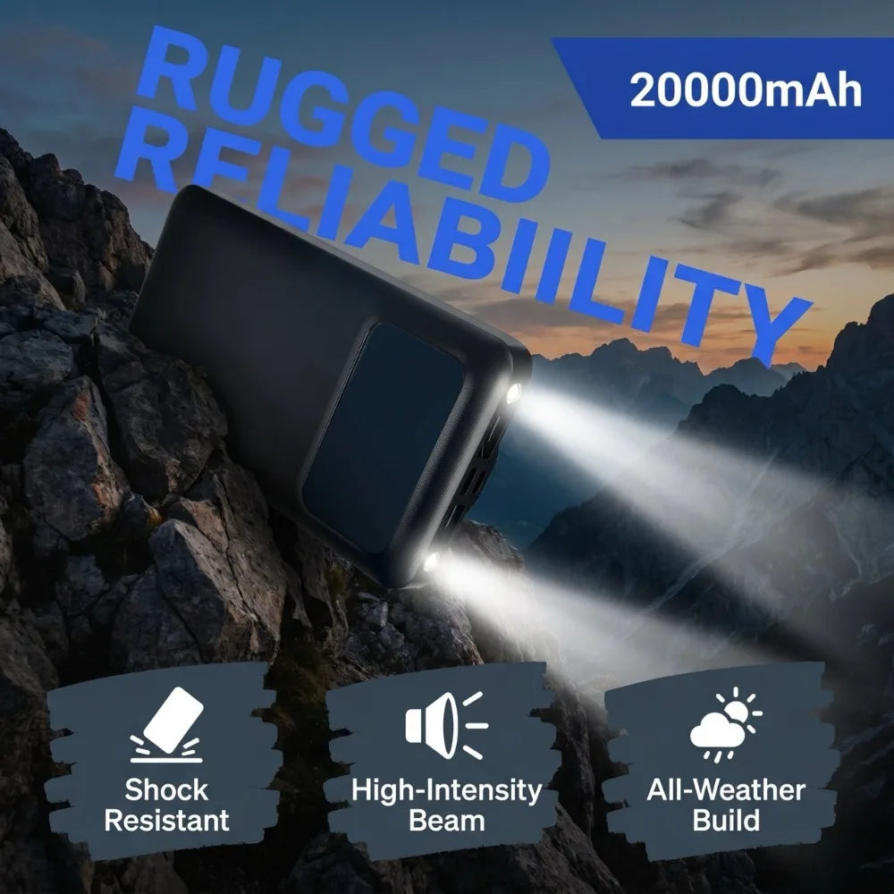 20000mAh Dual USB Power Bank With LED Display Type-C And Micro Inputs
