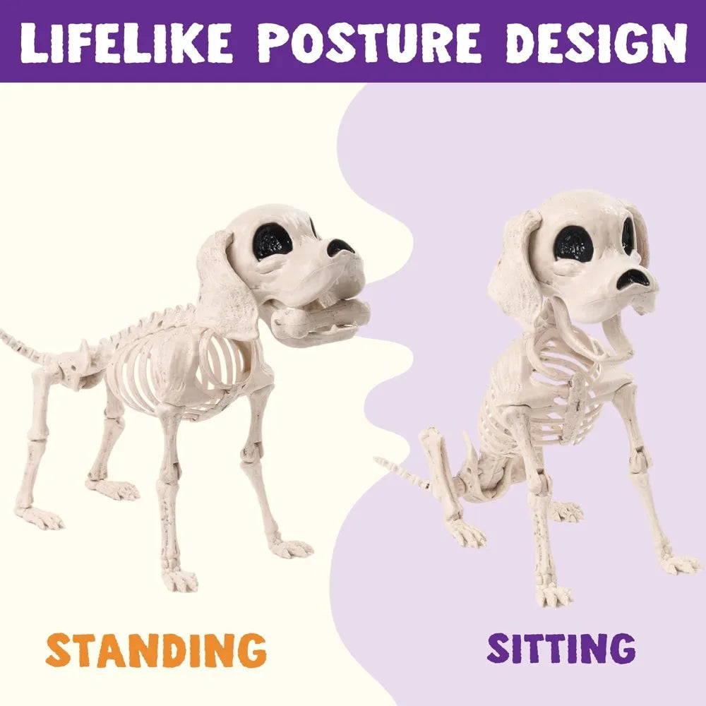 Posable Halloween Dog Skeleton With Realistic Movable Joints For Lawn Party