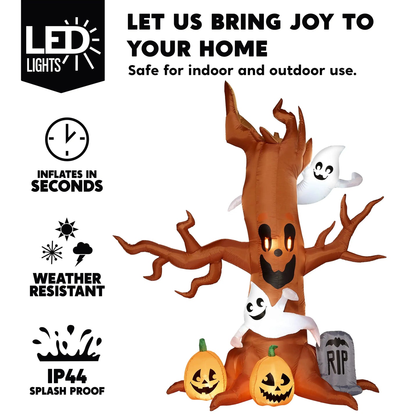 Joyfy Halloween Inflatable Scary Tree With Ghost Decorations