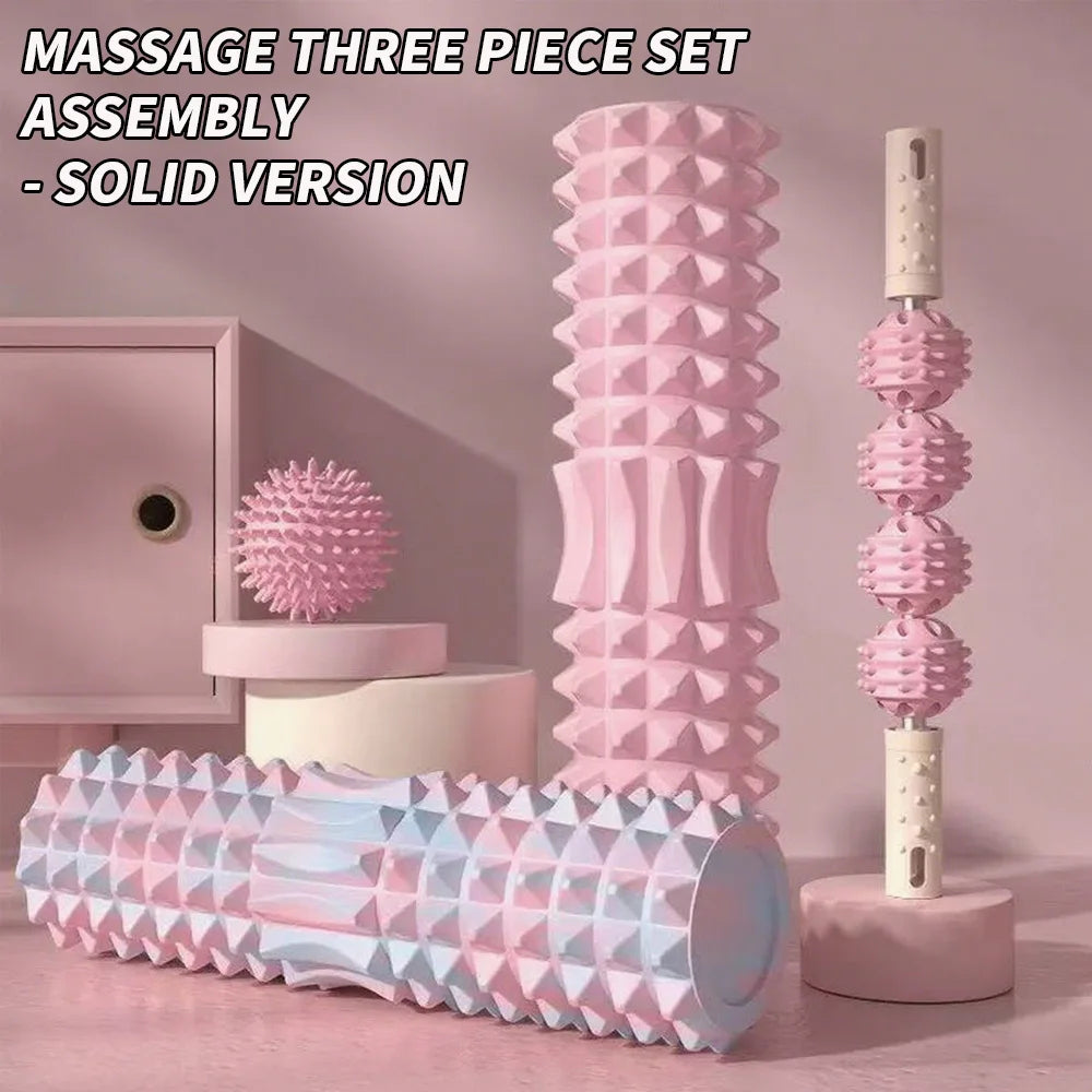 Three Piece Massage Set With Massage Ball And Foam Roller