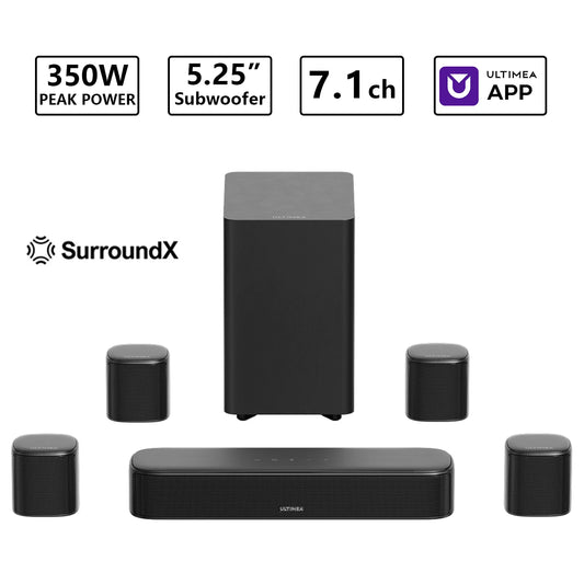 Ultimea 350W 7.1Ch Virtual Surround Soundbar Subwoofer