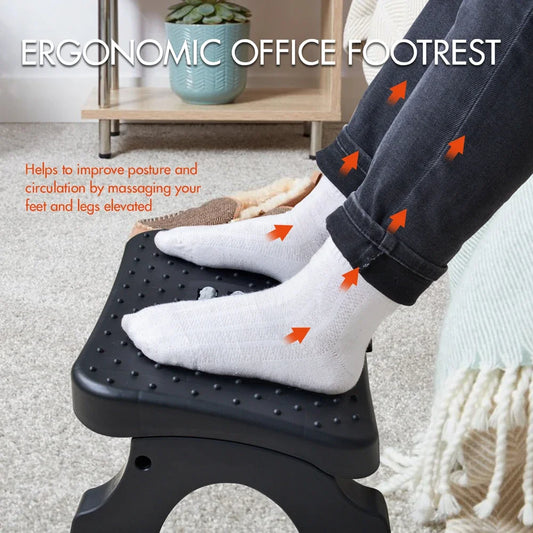 Ergonomic Under Desk Footrest With Massage Rollers For Office And Home