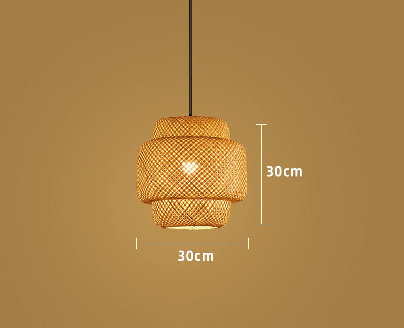 Molden Bamboo Lantern Pendant Lamp Natural Rattan E27 LED