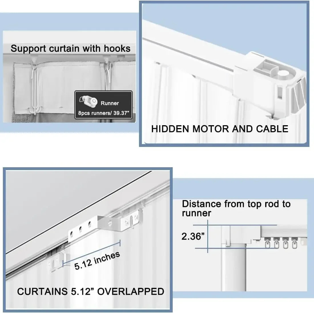 Celling Smart Curtains System Electric Track With Remote Control