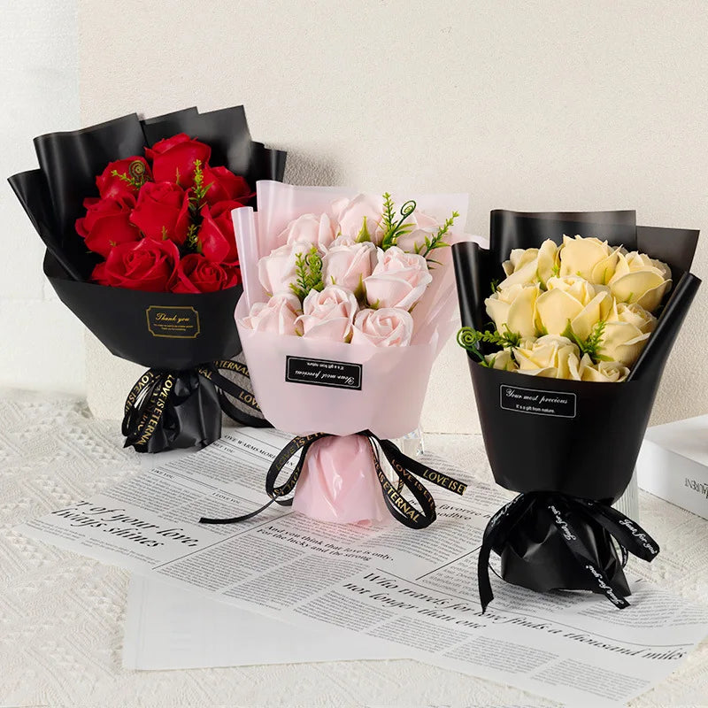 Soap Flower Rose Bouquet Artificial Flowers For Weddings And Gift