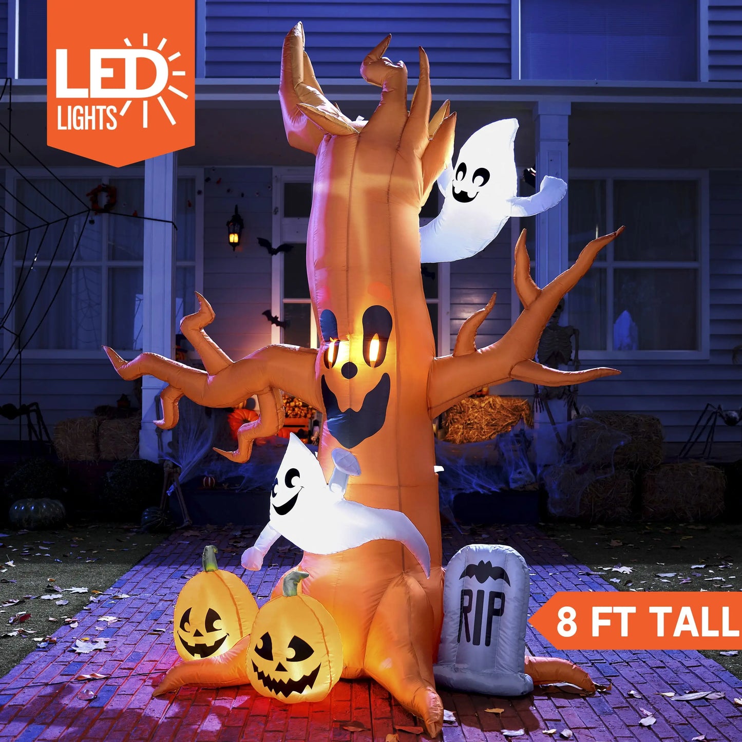 Joyfy Halloween Inflatable Scary Tree With Ghost Decorations