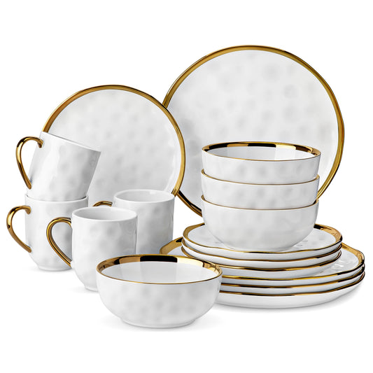 MALACASA Ceramic Dinnerware Set With Gold Trim Quality
