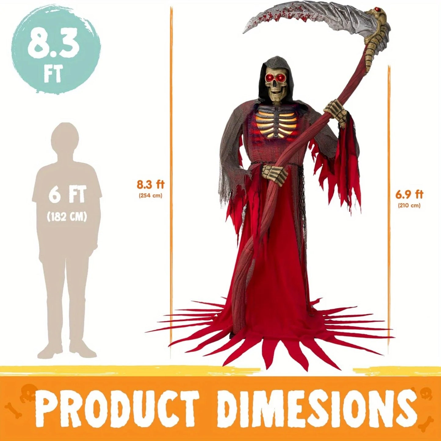 Animated Grim Reaper Halloween Decor With Motion Sensor And Scythe