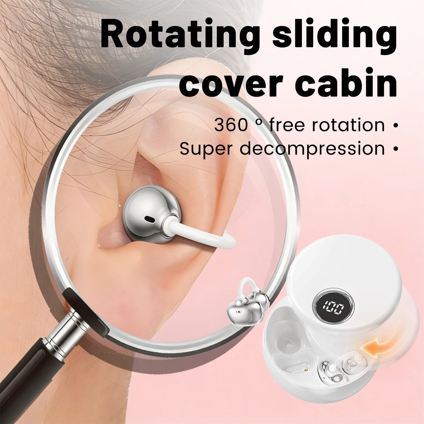 Shuke Open Ear Clip Wireless Earbuds With Active Noise Cancellation