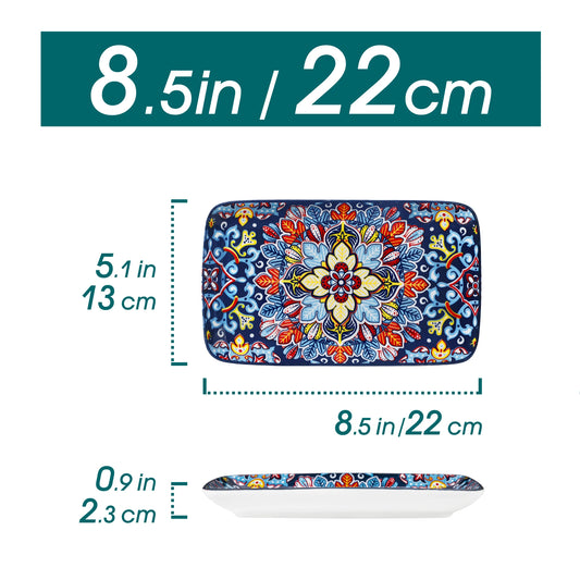 MALACASA Rectangular Porcelain Serving Plates Set Bohemian Floral