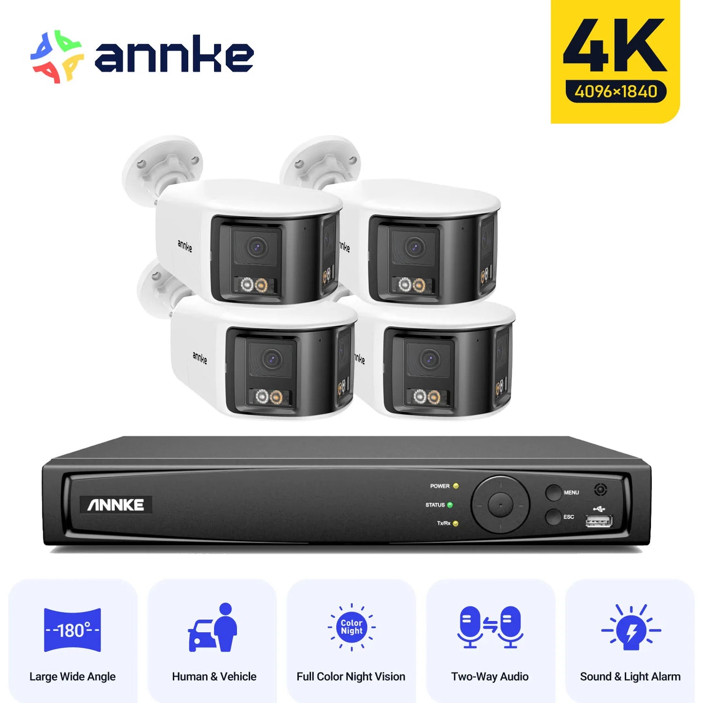 ANNKE 4K Security Camera System With 180 Degree Panoramic Lens