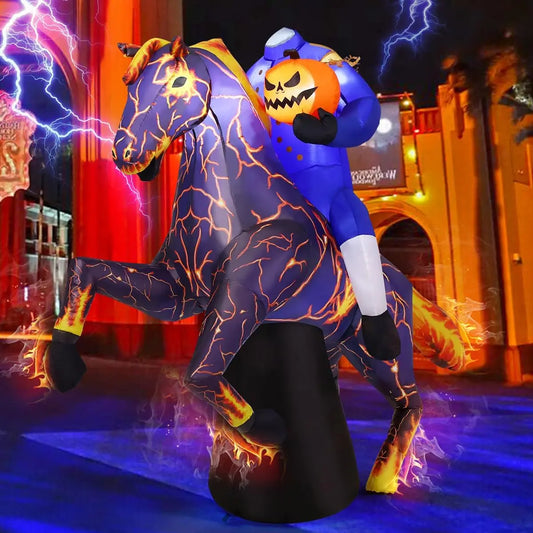 Headless Horseman Halloween Inflatable Outdoor Decoration With LED Lights