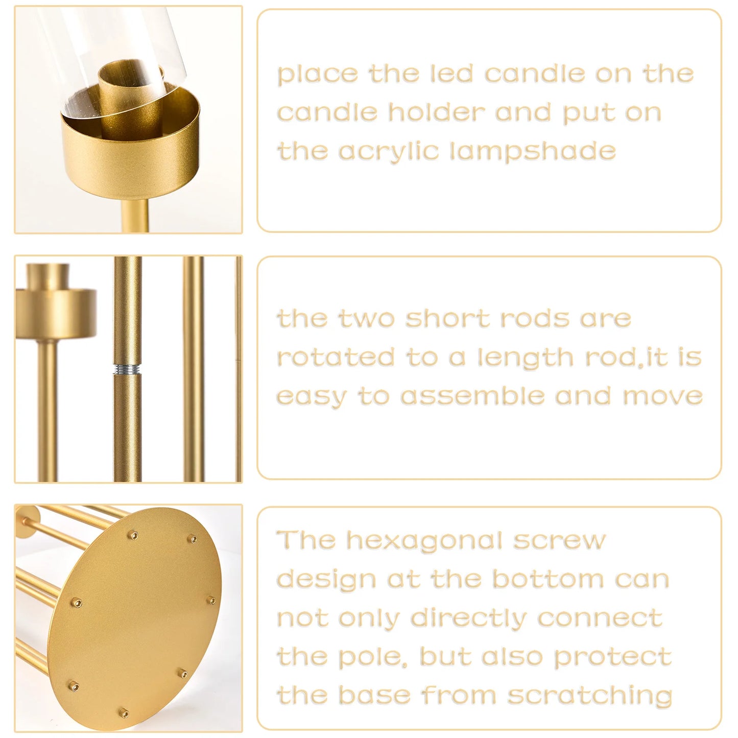 Vincigant 4 Pack 7 Arm Floor Candelabras Metal Centerpieces