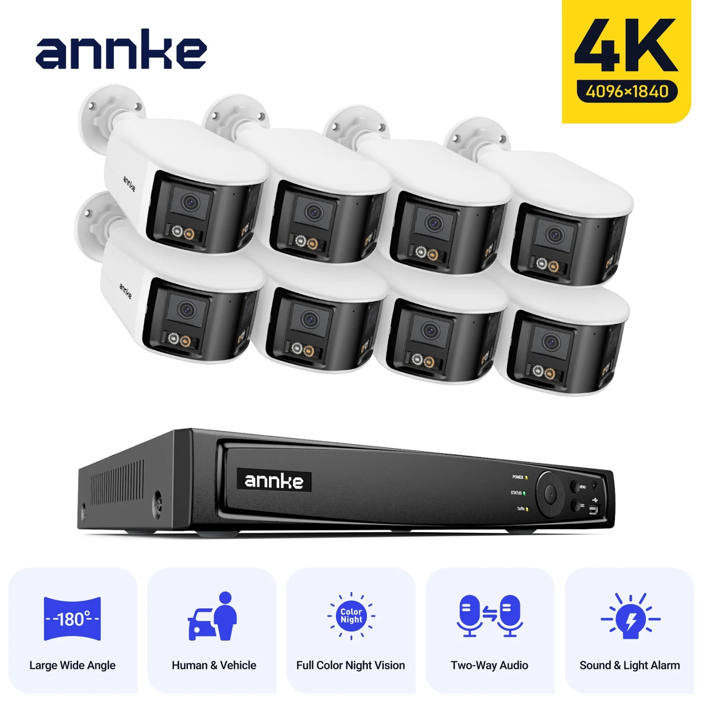 ANNKE 4K Security Camera System With 180 Degree Panoramic Lens
