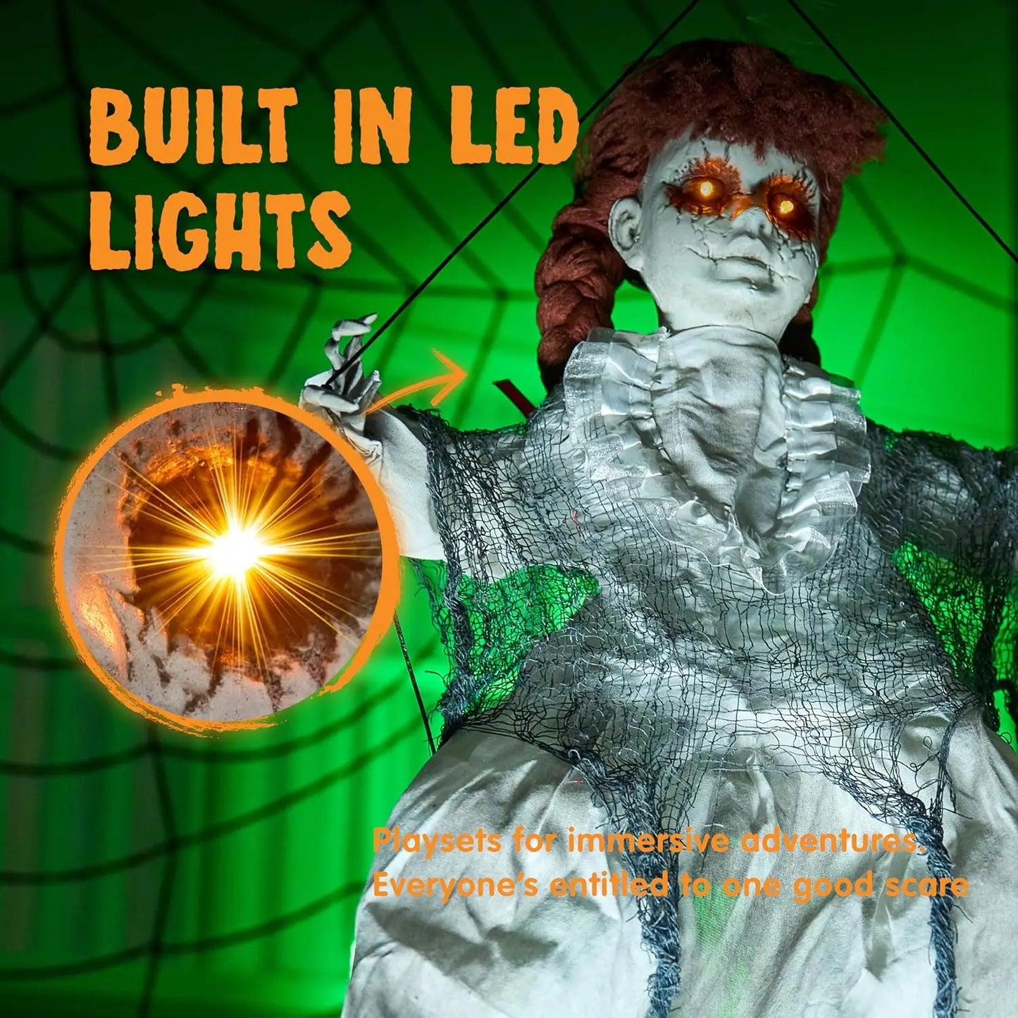 Joyfy Animated Hanging Scary Halloween Doll With Light Up Eyes