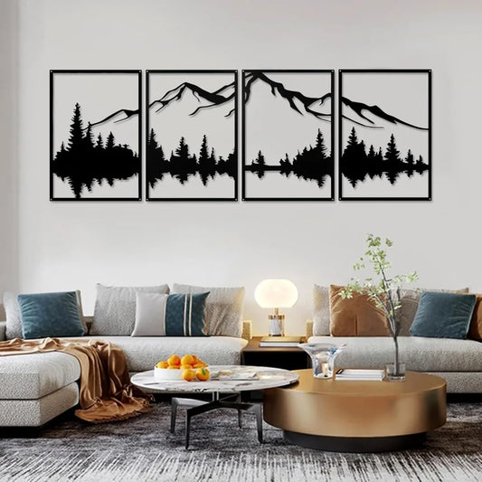 Ohrmbya Mountain Metal Wall Art Set Of Four Forest Decor