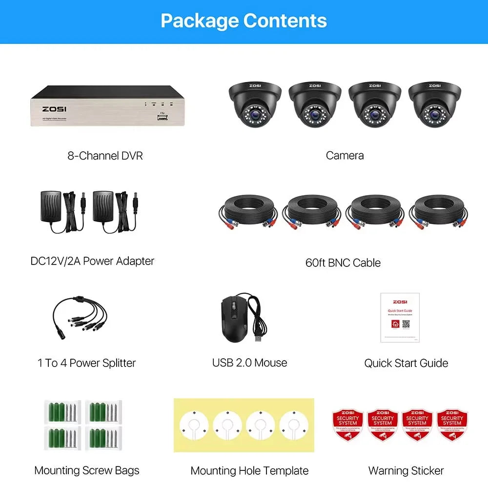 ZOSI 8CH Security Camera System H.265+ 5MP Lite DVR