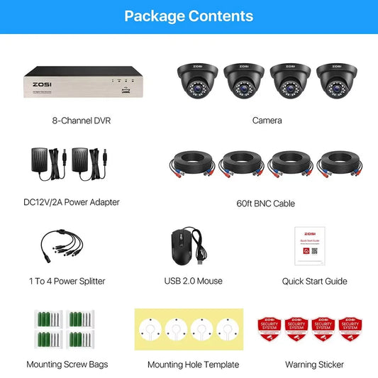 ZOSI 8CH Security Camera System H.265+ 5MP Lite DVR