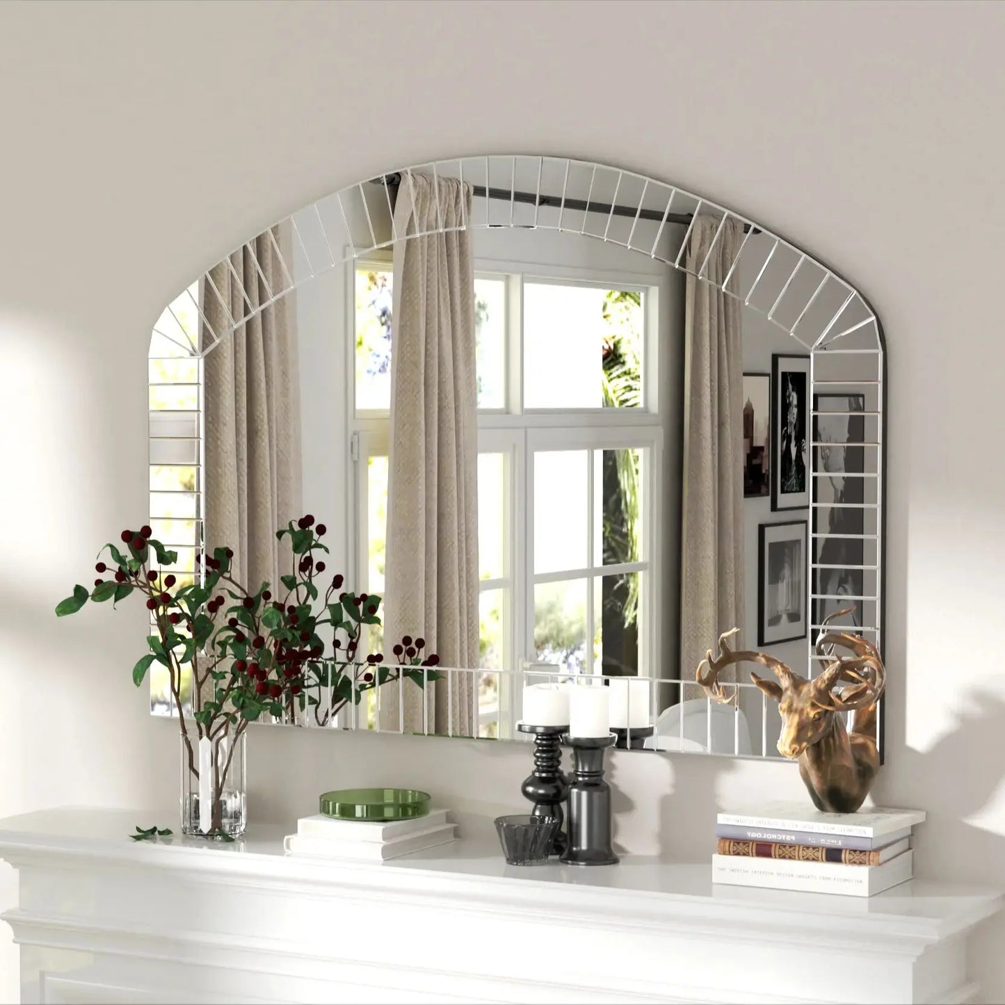 Arched Wall Mirror Venetian Accent Beveled Edge For Home Decor
