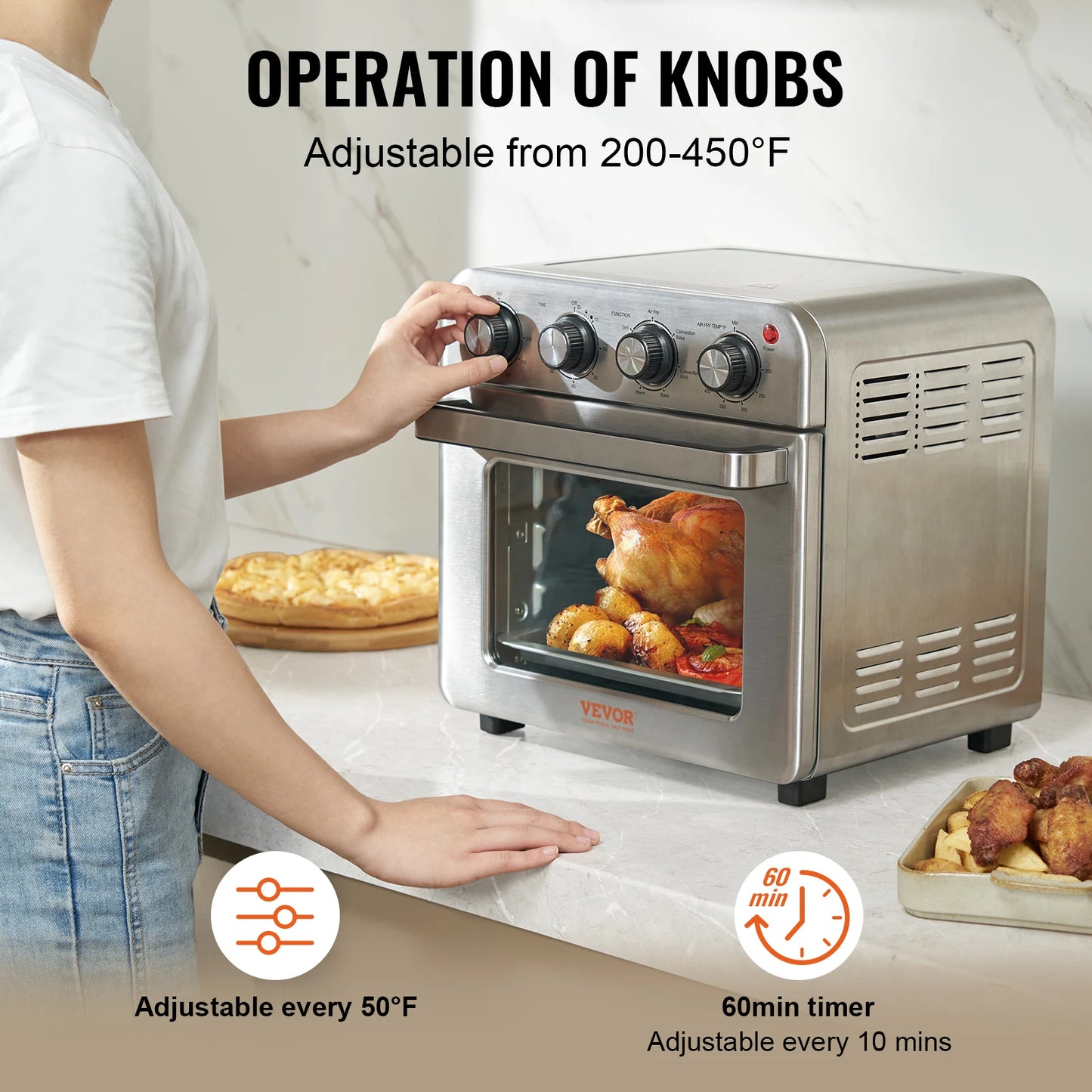 SucceBuy 18L Air Fryer Toaster Oven 1700W Countertop Combo