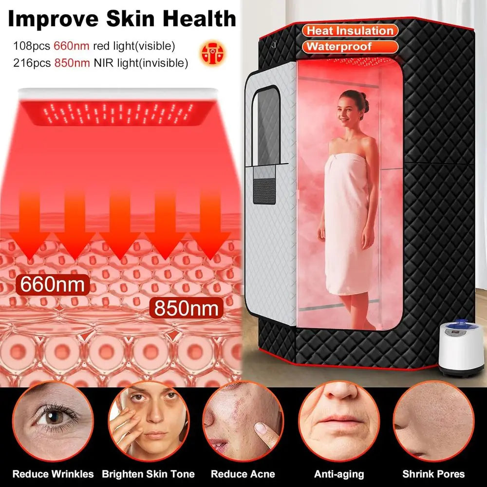 XL Infrared Sauna Box With 660nm 850nm Red Light Therapy