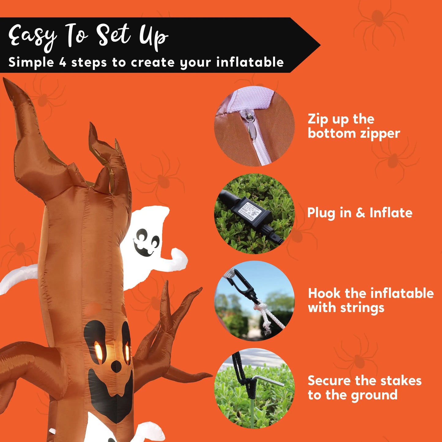 Joyfy Halloween Inflatable Scary Tree With Ghost Decorations
