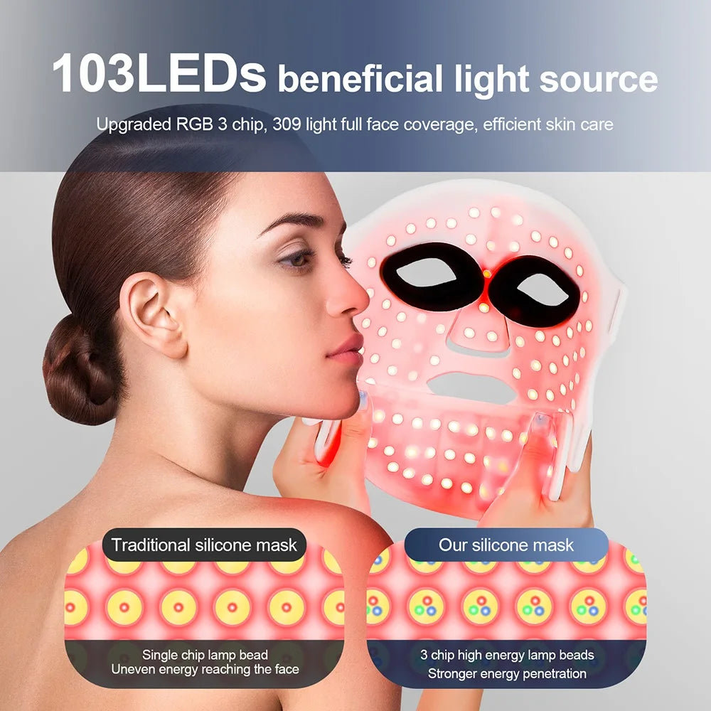 Foreverlily Silicone LED Mask With Neck Seven Wavelength Photon Therapy