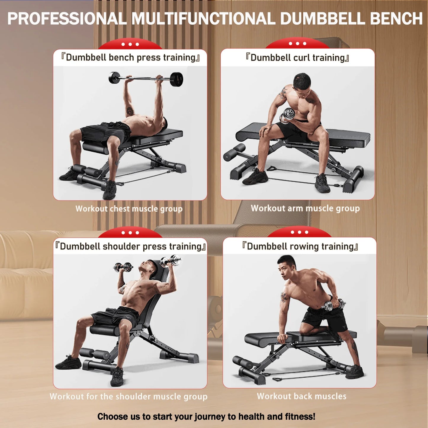 Multifunction Weight Bench For Full Body Workout Adjustable Foldable 1000Lb