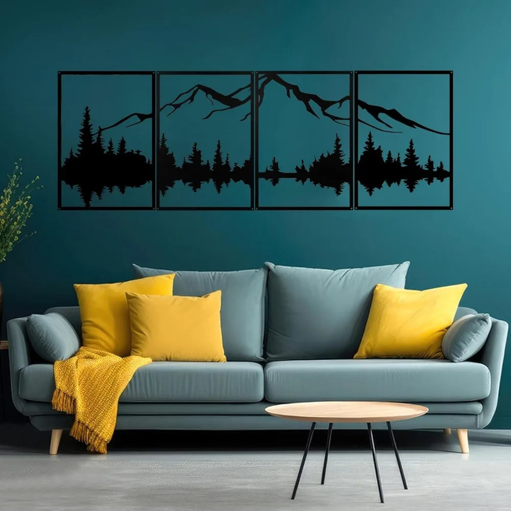 Ohrmbya Mountain Metal Wall Art Set Of Four Forest Decor