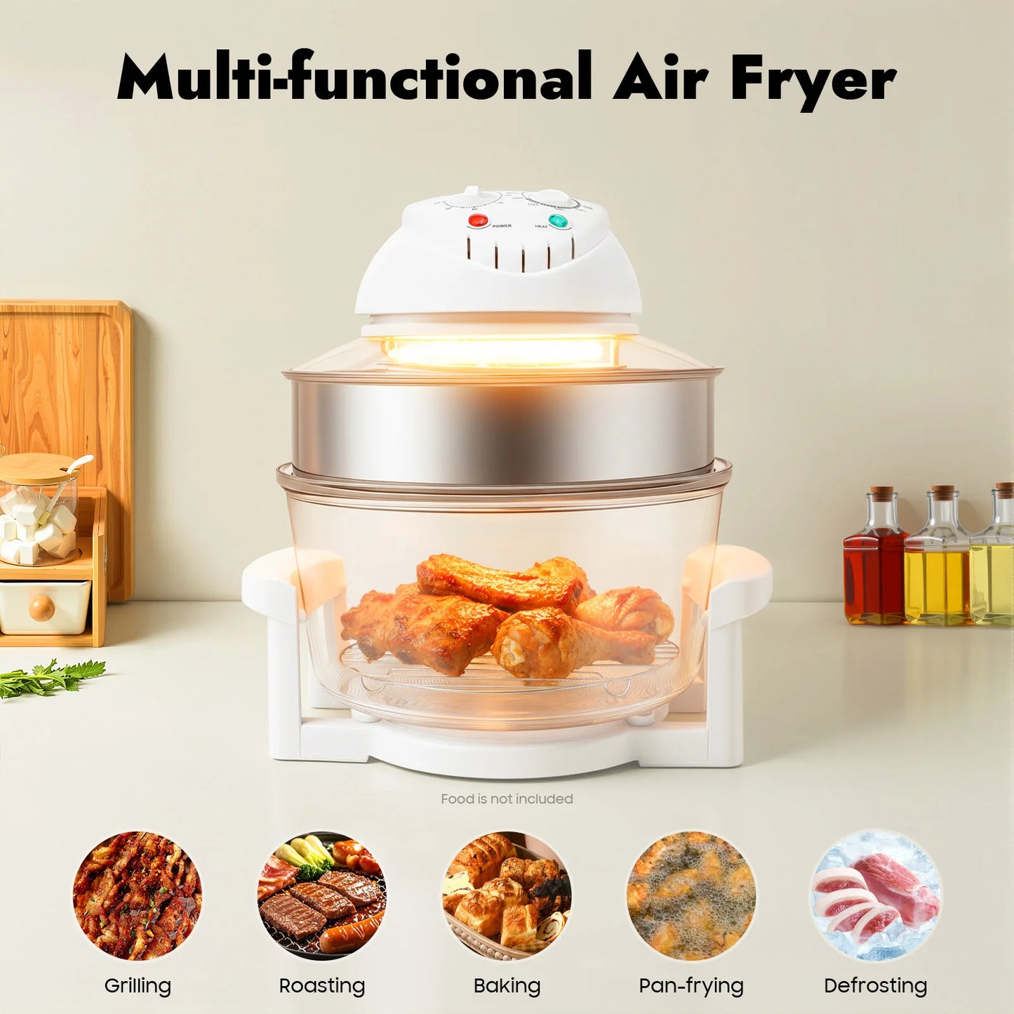 Visual Air Fryer 110V 1200-1400W Grill Rack Oil Free
