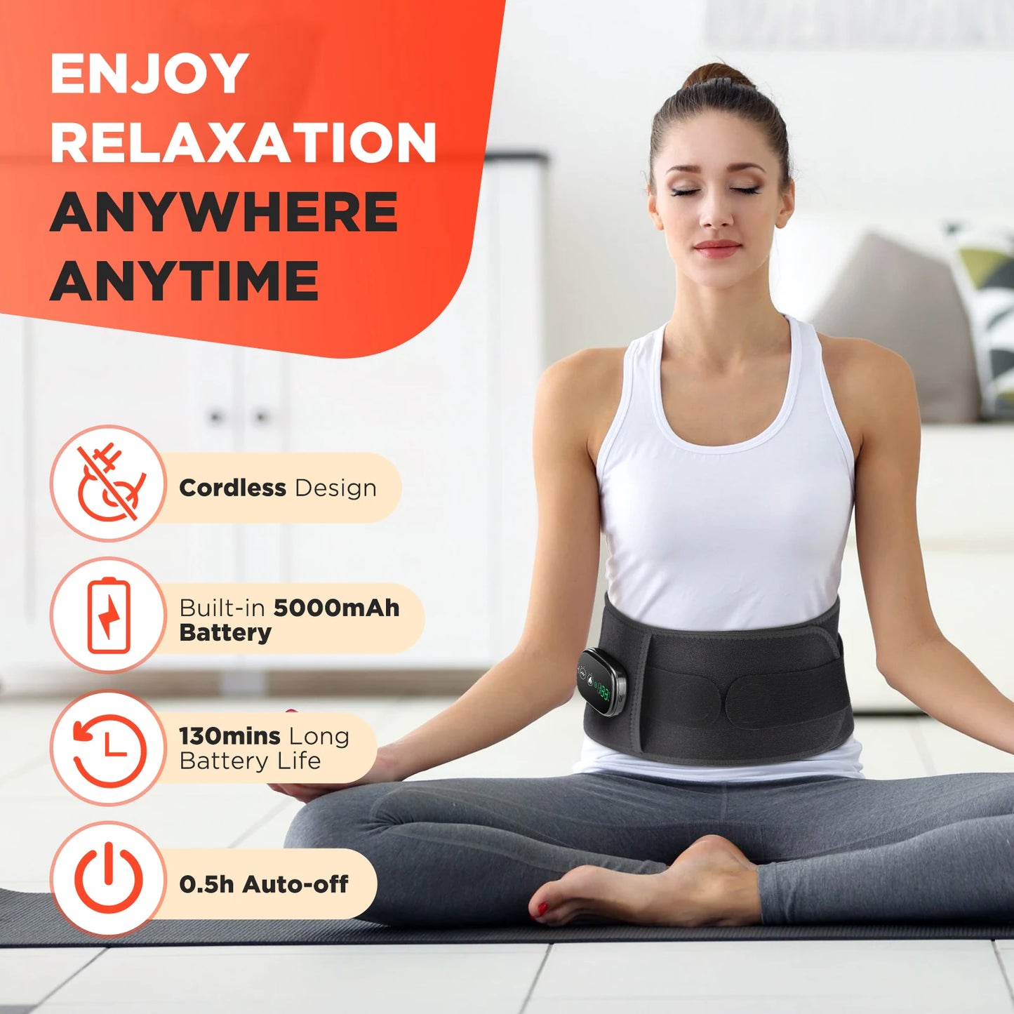 Hailicare Heated Waist Belt With Lumbar Support And Massage