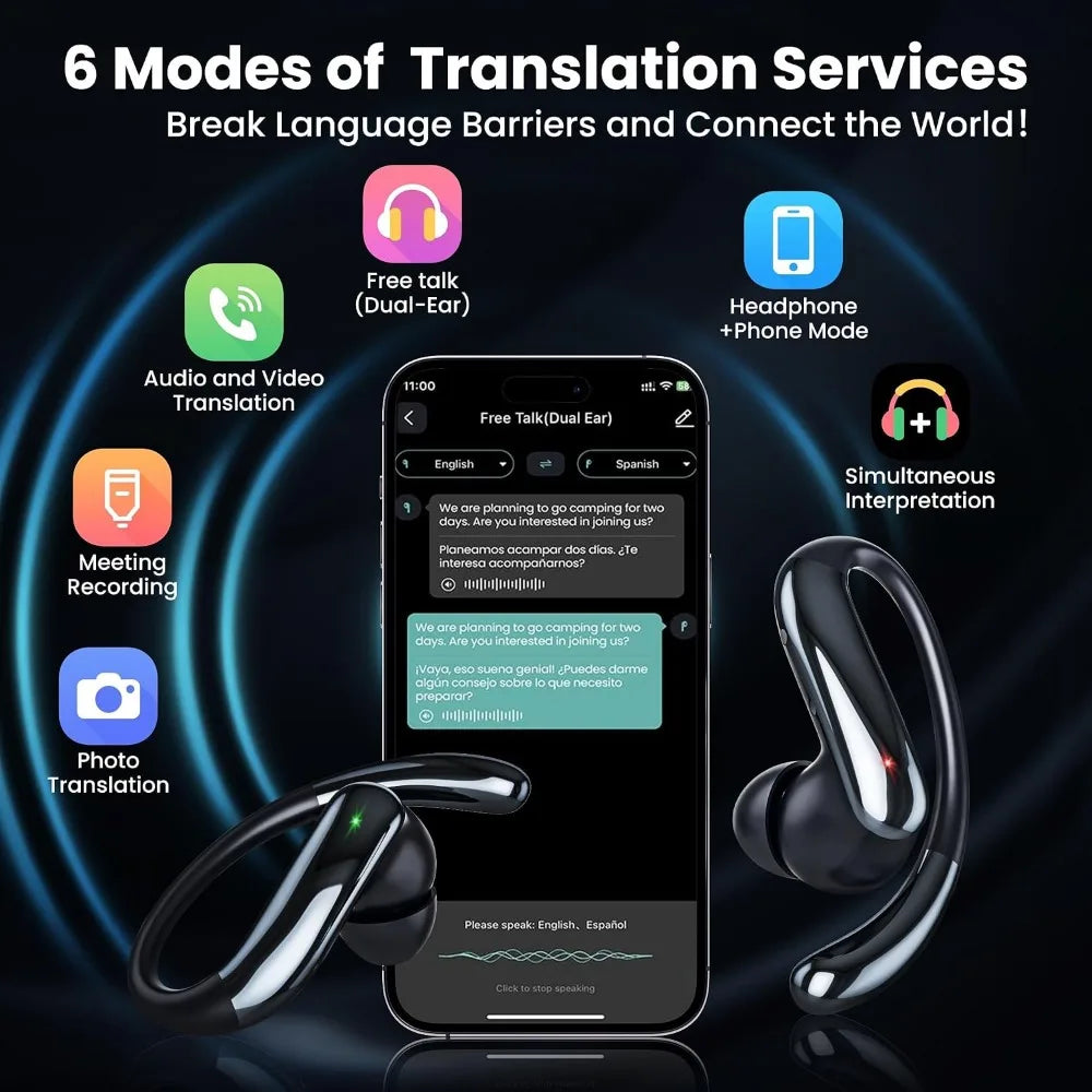 Wireless AI Translation Earbuds With Active Noise Cancellation