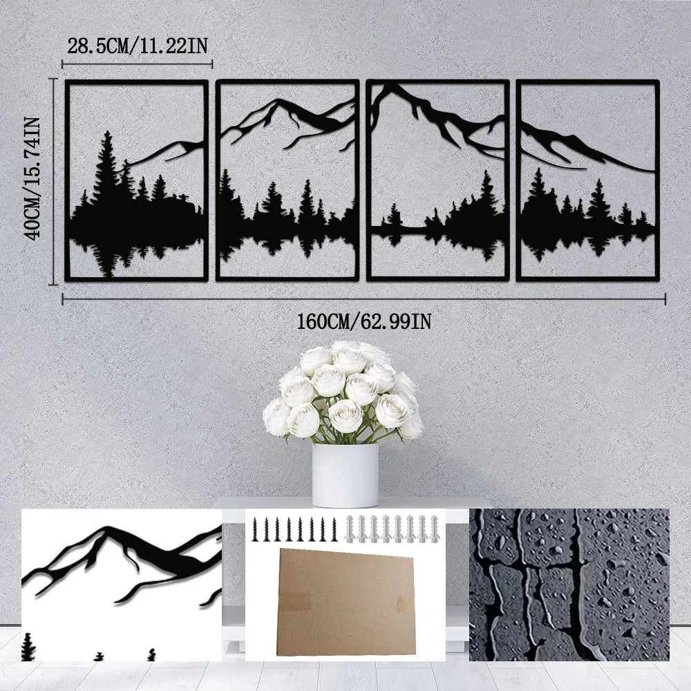 Ohrmbya Mountain Metal Wall Art Set Of Four Forest Decor