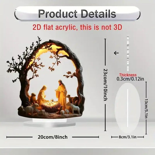Acrylic Nativity Scene 2D Flat Jesus Figurine For Home Office