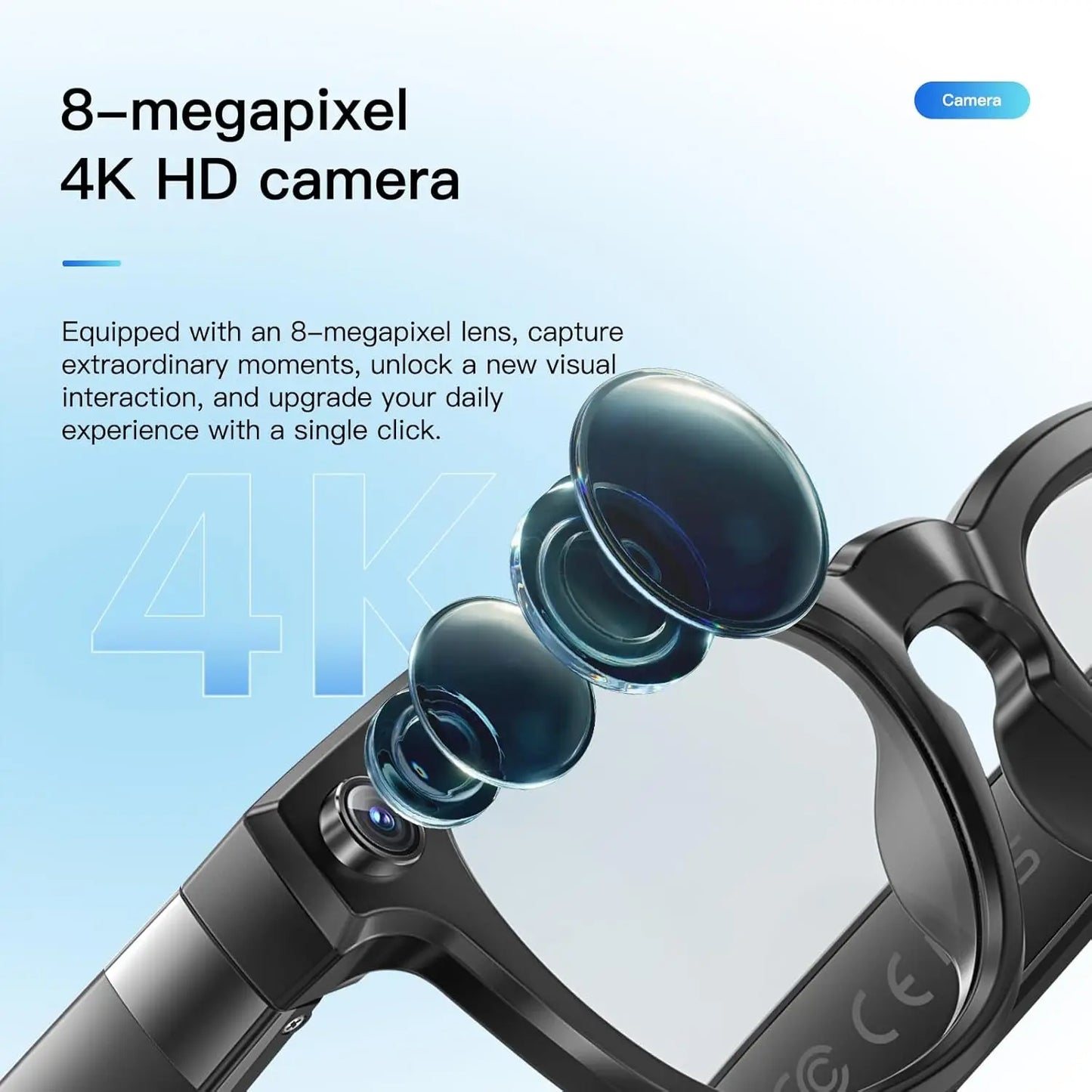 AI Smart Glasses With 8MP Camera Real Time Translation