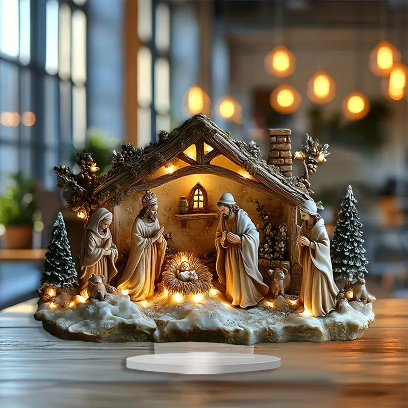 Acrylic Nativity Scene 2D Flat Jesus Figurine For Home Office