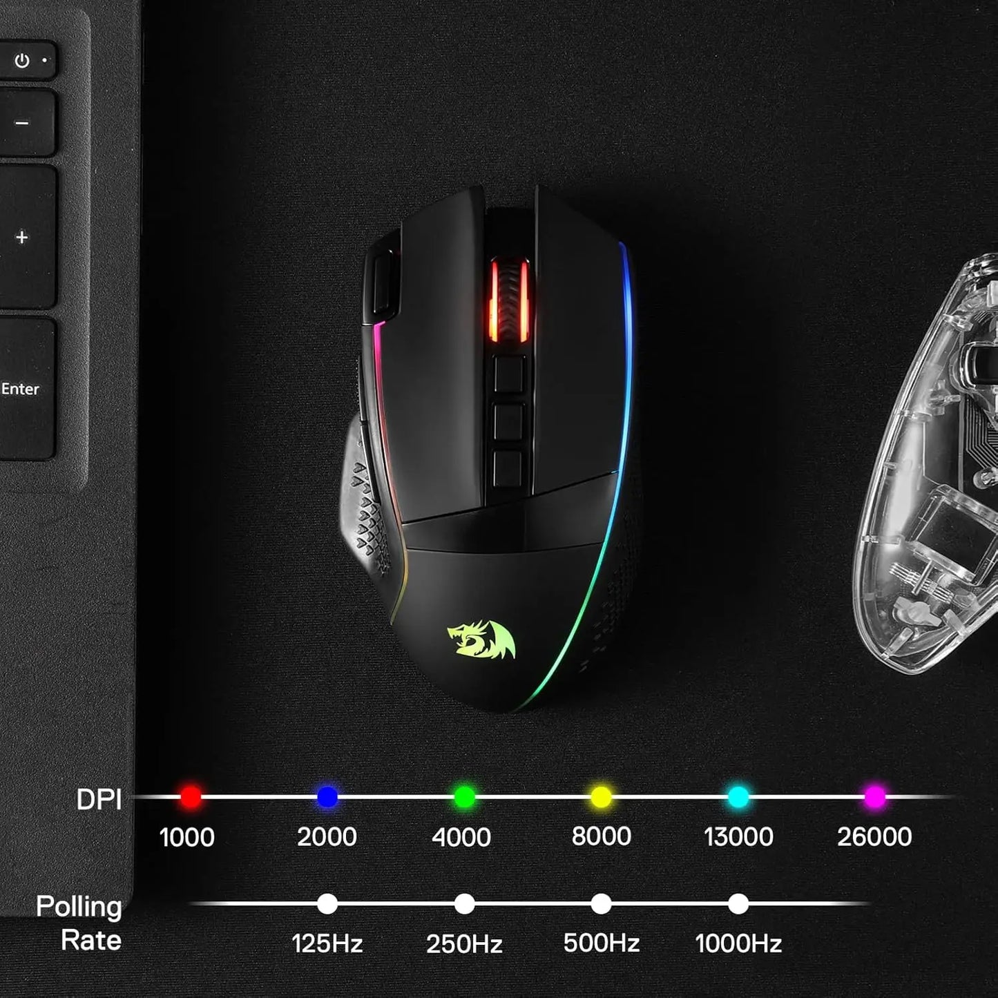 Redragon M991 Wireless Gaming Mouse 26000DPI ThreeMode RGB Backlight
