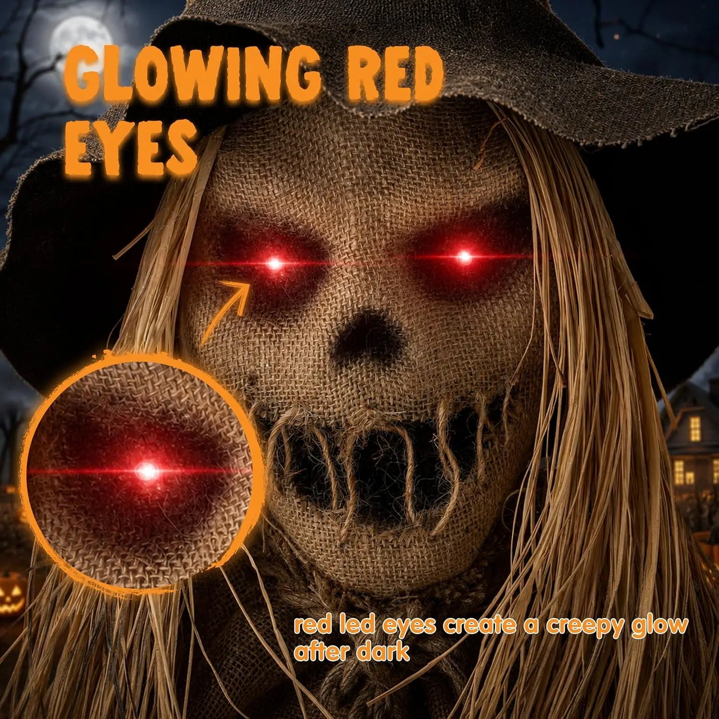 Joyfy Animatronic Scarecrow Featuring Sound And Led Eyes For Halloween