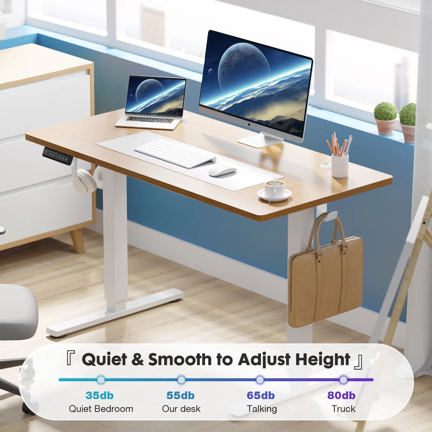 JHK Electric Standing Desk With Adjustable Height For Office Workstation