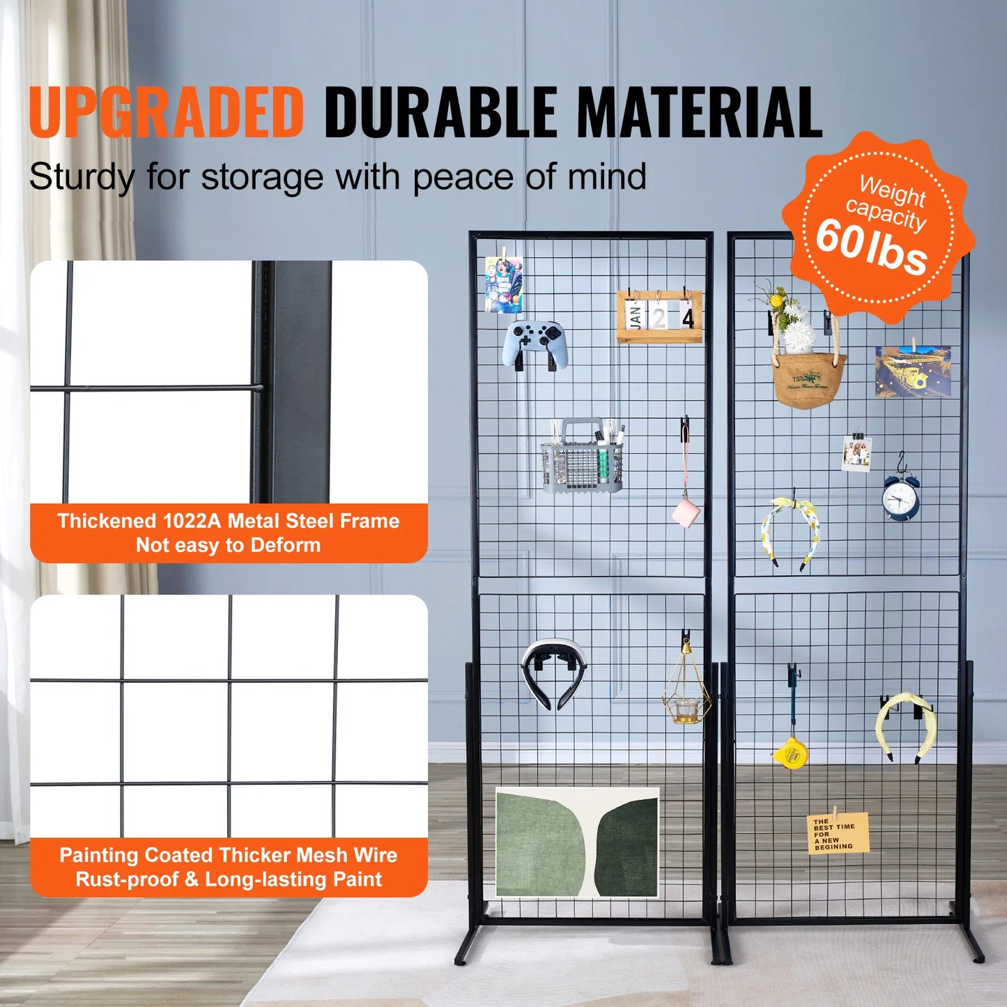 SucceBuy Grid Wall Panels Double Sided Wire Gridwall Display Racks