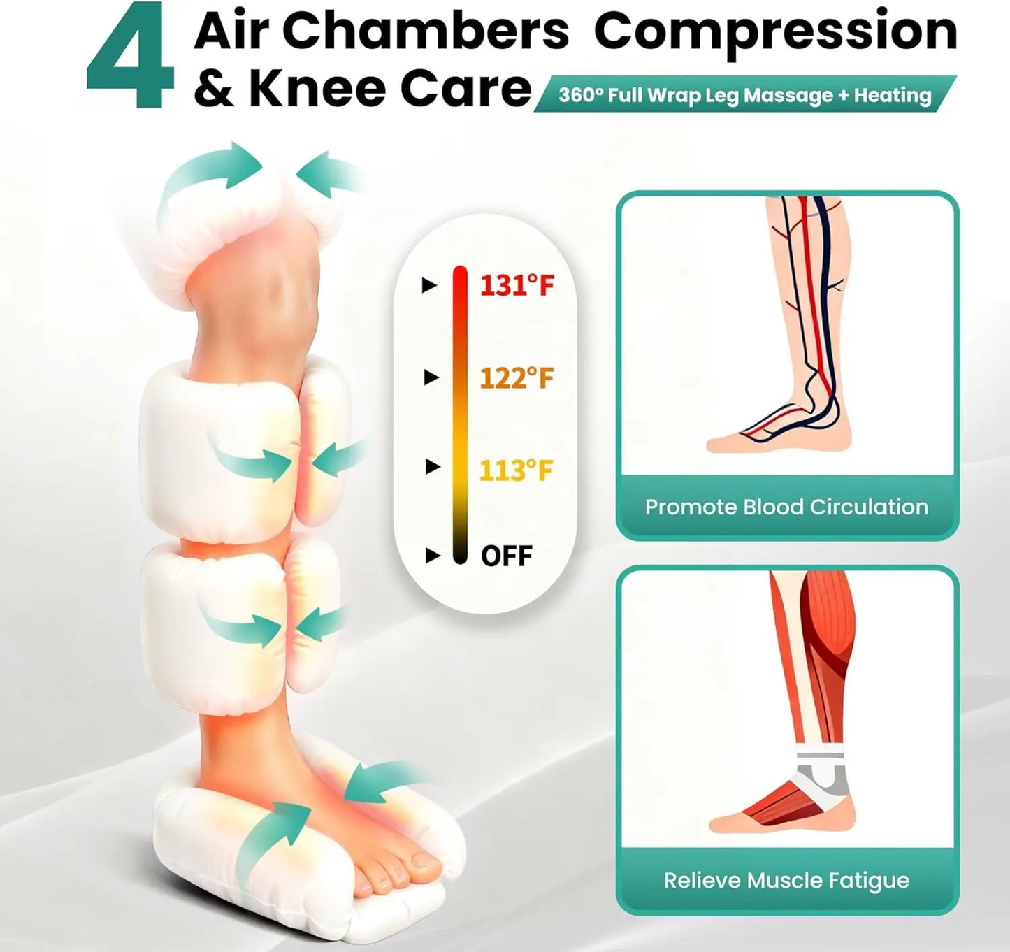 Leg Massager With Heat And Compression For Circulation Relief