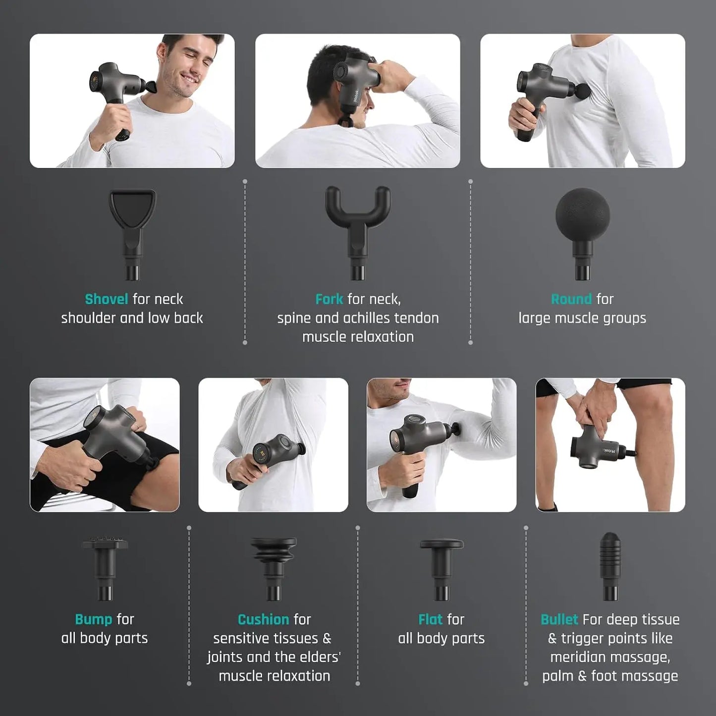 Massage Gun Deep Tissue Athletes 53 Lb Force 7 Heads