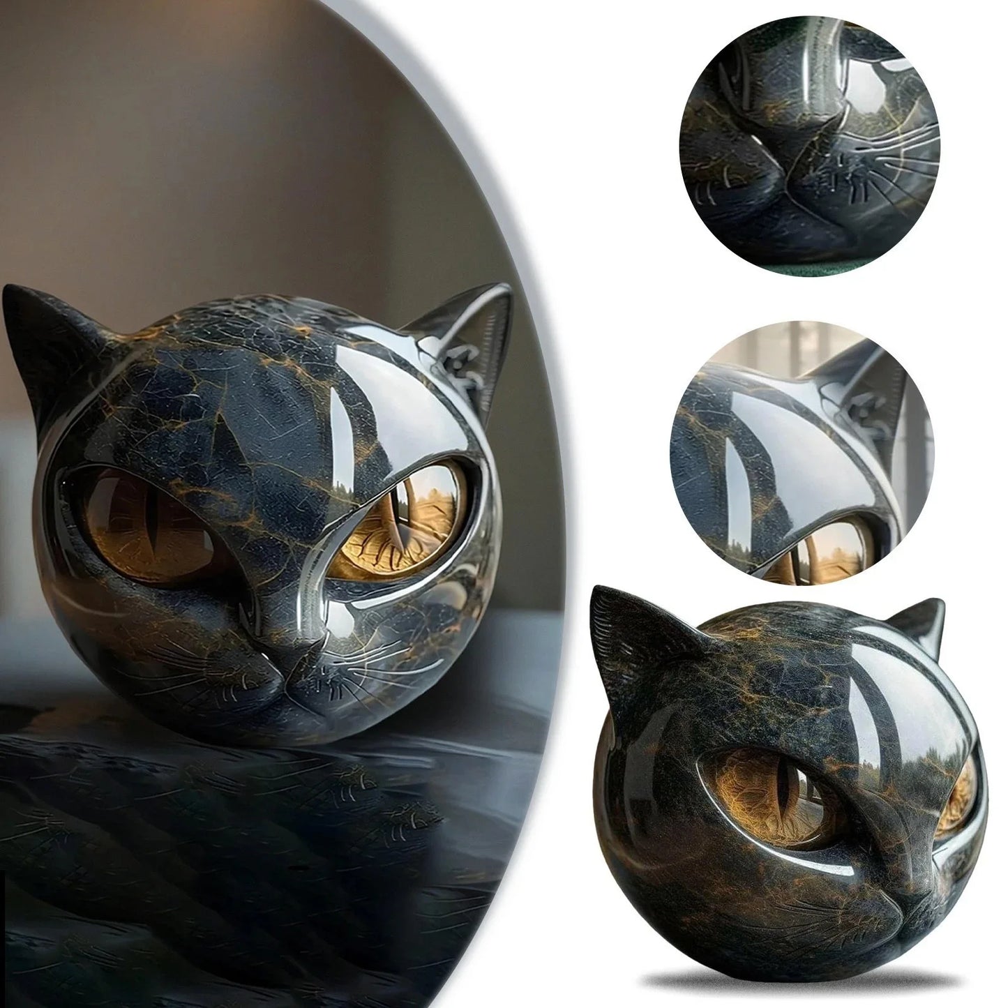 Resin Cat Stone Figurine Keepsake For Desk Decor And Gift