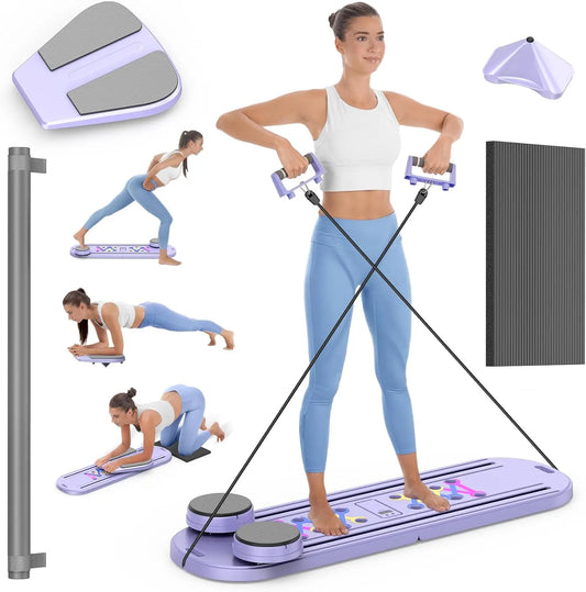 Foldable Pilates Reformer Set 7 In 1 MultiUse Portable Board